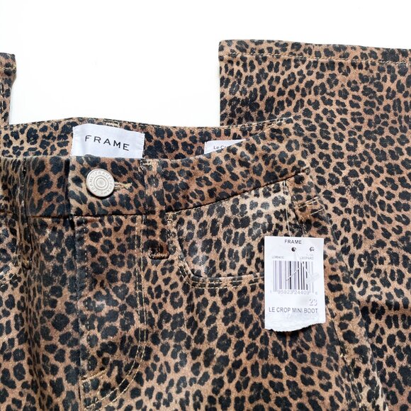 FRAME Le Crop Mini Boot Coated Jeans Leopard Size 23 NEW NWT - Picture 4 of 10